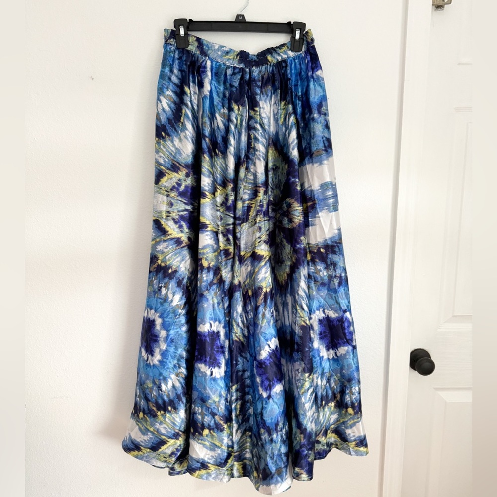 Blue abstract maxi skirt